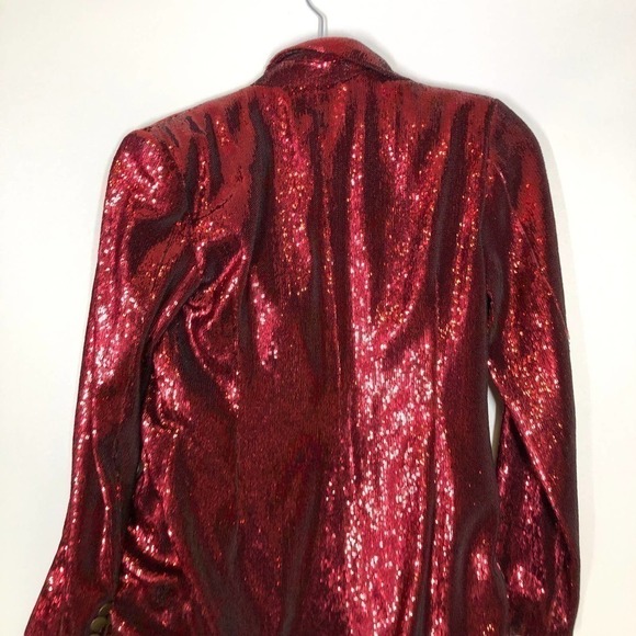 Retrofete Selena Dress Sequin Jacket Double Breasted Long Sleeve Red Size S - Picture 9 of 11